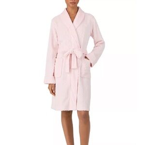 Lauren Ralph Lauren Women's Long Sleeve Shawl Collar Short Robe pink